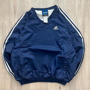 Vintage Adidas Pullover Navy Windbreaker Jacket Men’s Small 3-Stripes 90s Lined